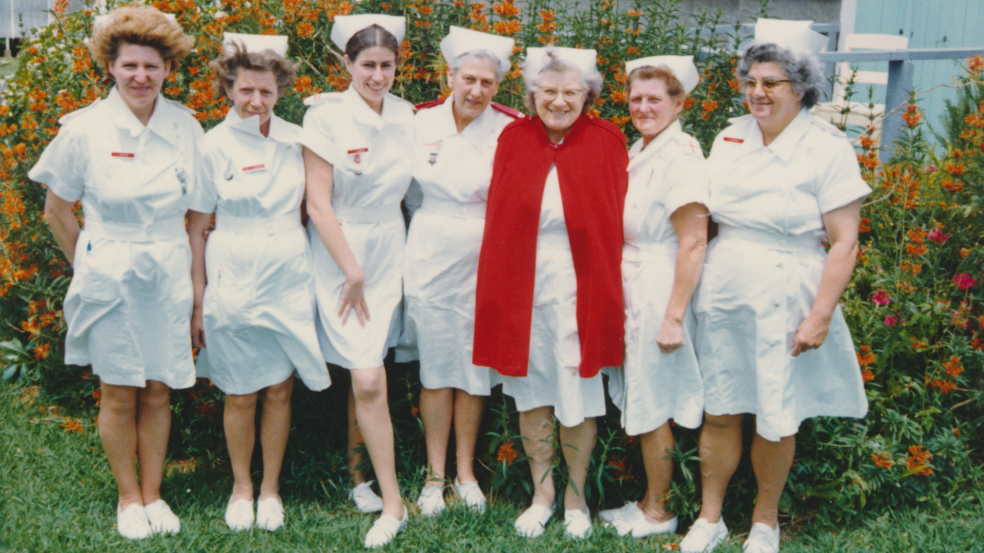 Photograph of Nurses from the National Women's Hospital, featuring nurse Monoah, Dorothy Linkhorn and Sister Kennedy Handcock. Donated by the St Johns Northern Region Archives