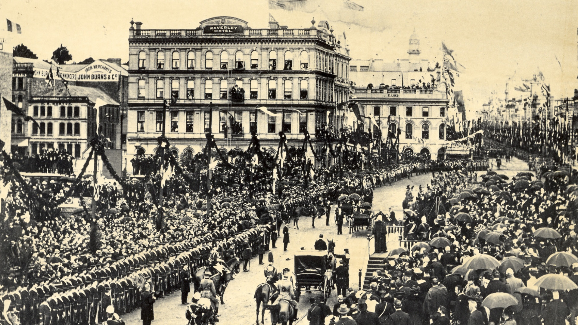 The Duke and Duchess visit Tāmaki Maukaurau Auckland, photograph taken by the New Zealand Herald, 1901.